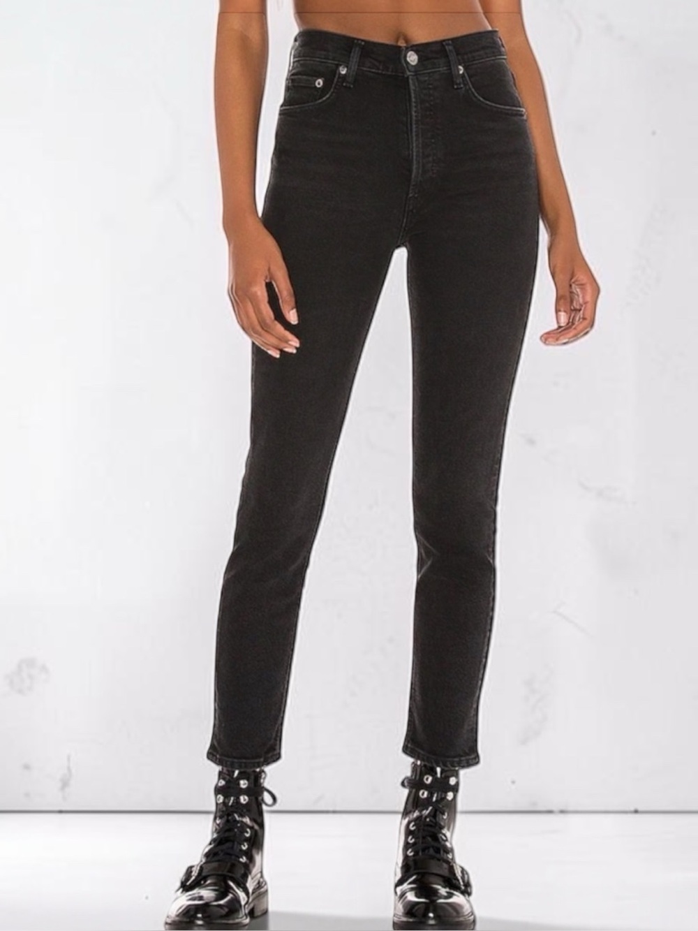 AGOLDE Nico High Rise Slim Ankle Jeans Spirit Black Size 26